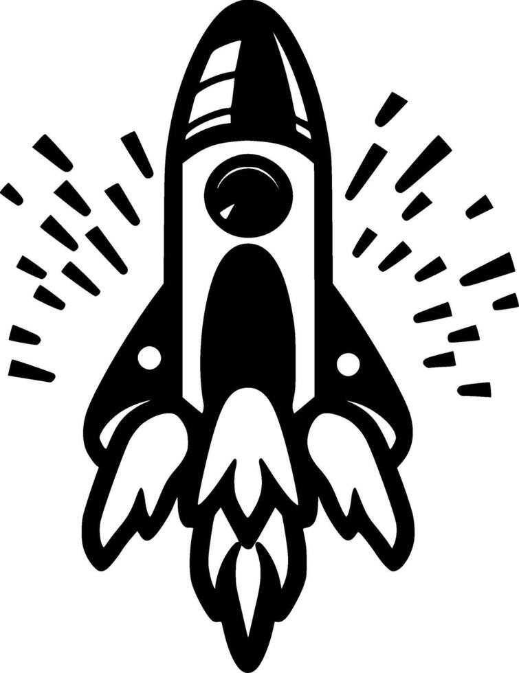 Rocket, Black and White illustration vector