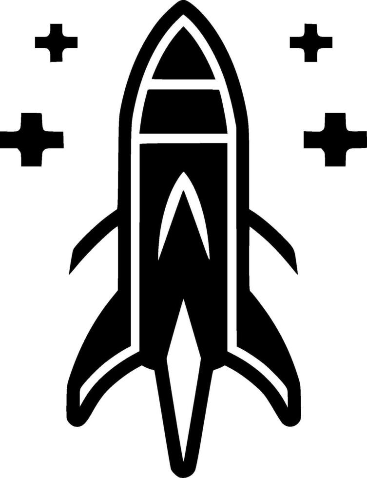 Rocket - Black and White Isolated Icon - illustration vector