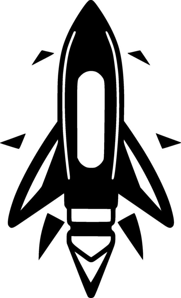 Rocket - Black and White Isolated Icon - illustration vector