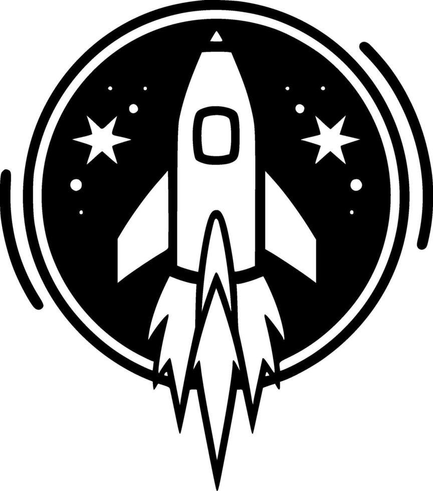Rocket - Black and White Isolated Icon - illustration vector