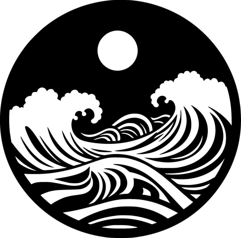 Sea - Black and White Isolated Icon - illustration vector