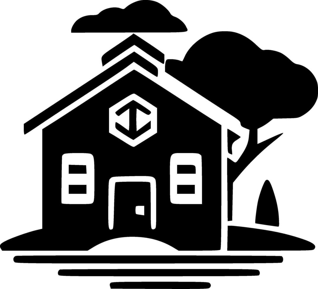School - Black and White Isolated Icon - illustration vector