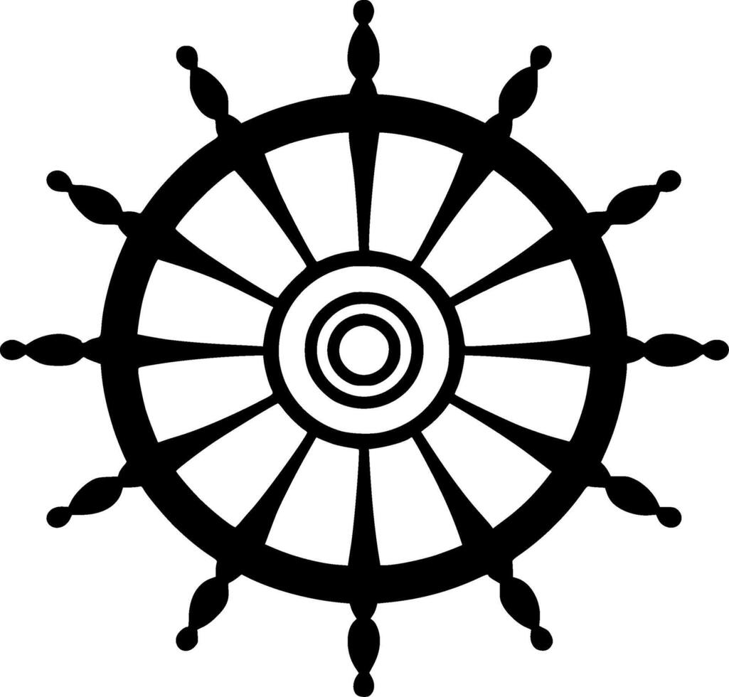 Ship Wheel, Minimalist and Simple Silhouette - illustration vector