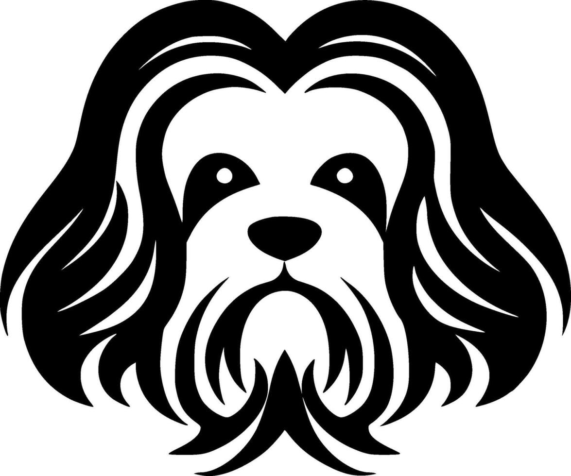 Shih Tzu, Black and White illustration vector