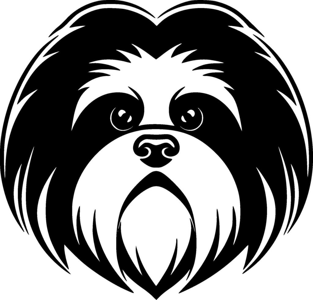 Shih Tzu, Black and White illustration vector