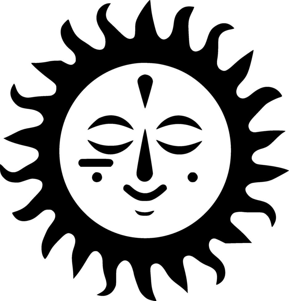 Sun, Black and White illustration vector