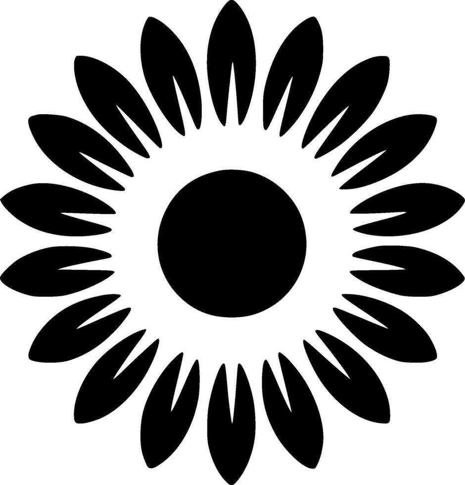 Sunflower - Black and White Isolated Icon - illustration vector