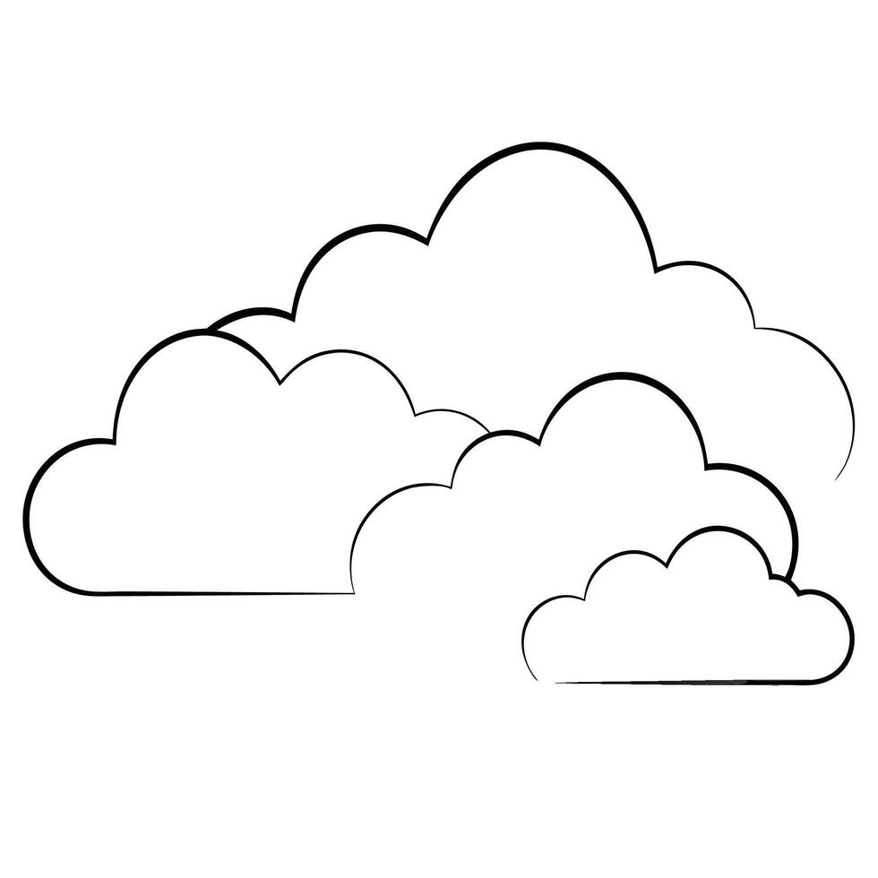 Cloud flat design black outline on a white background vector