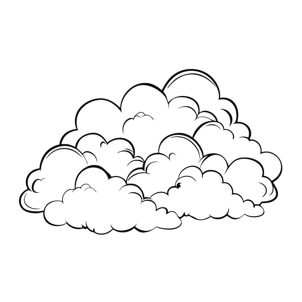 Cloud flat design black outline on a white background vector