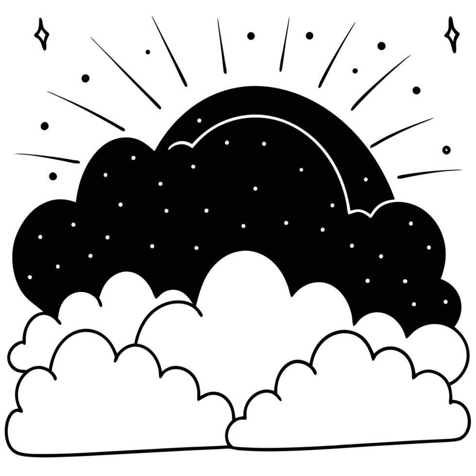 Cloud flat design black outline on a white background vector