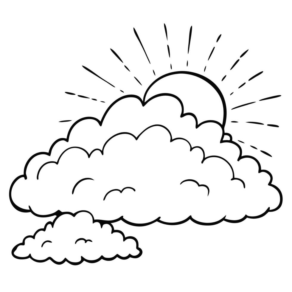 Cloud flat design black outline on a white background vector