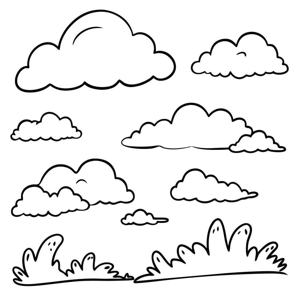 Cloud flat design black outline on a white background vector