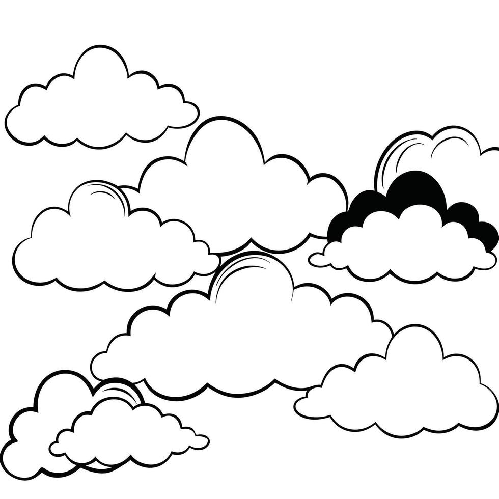 Cloud flat design black outline on a white background vector