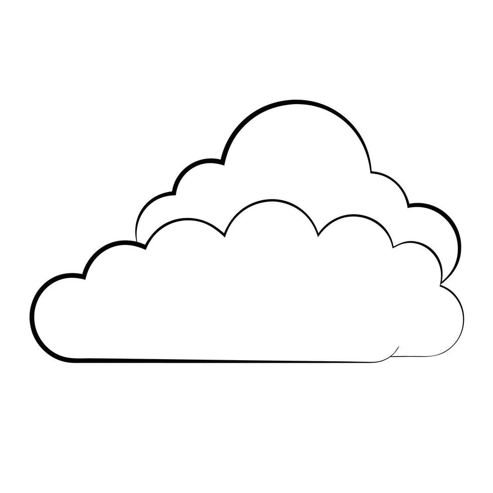 Cloud flat design black outline on a white background vector