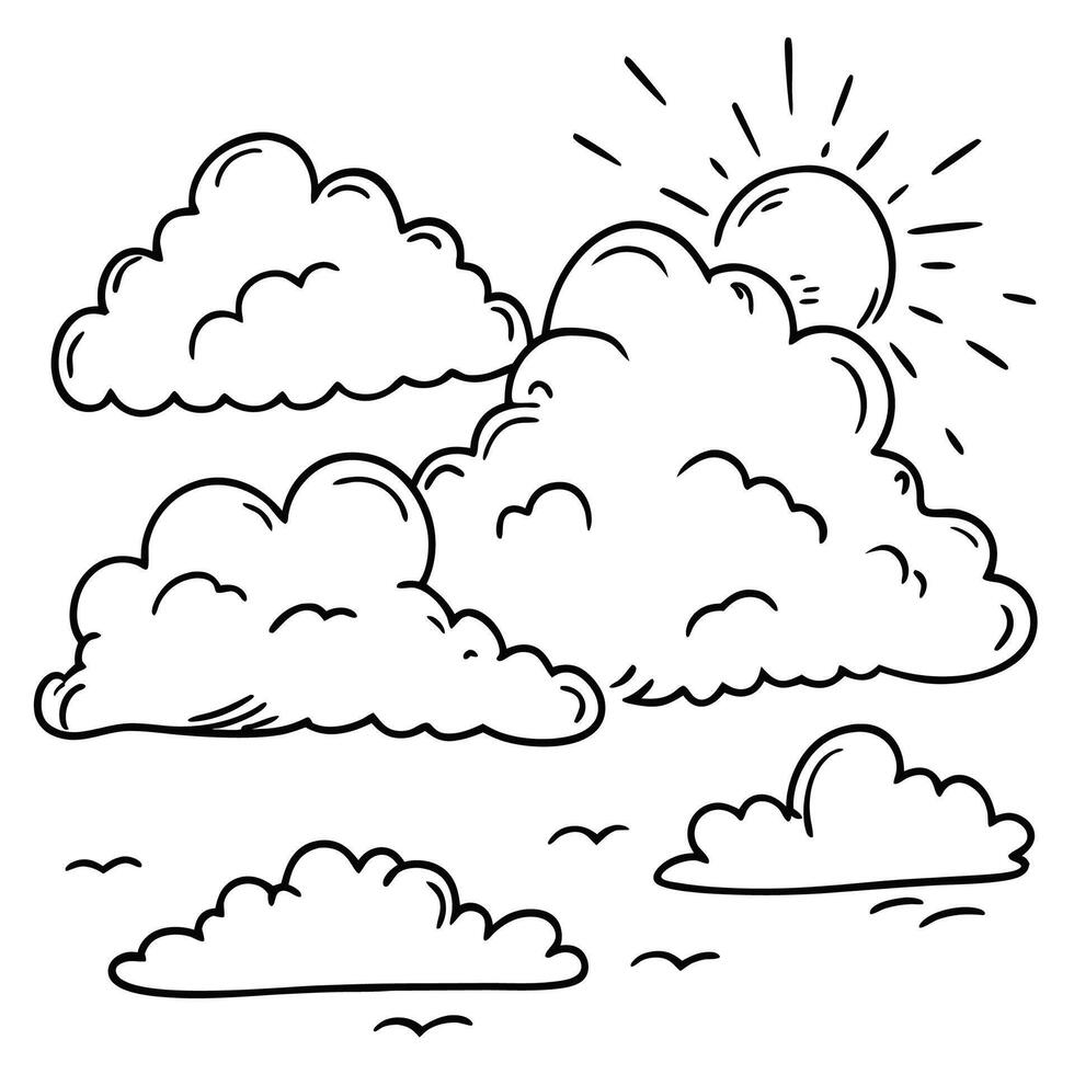 Cloud flat design black outline on a white background vector