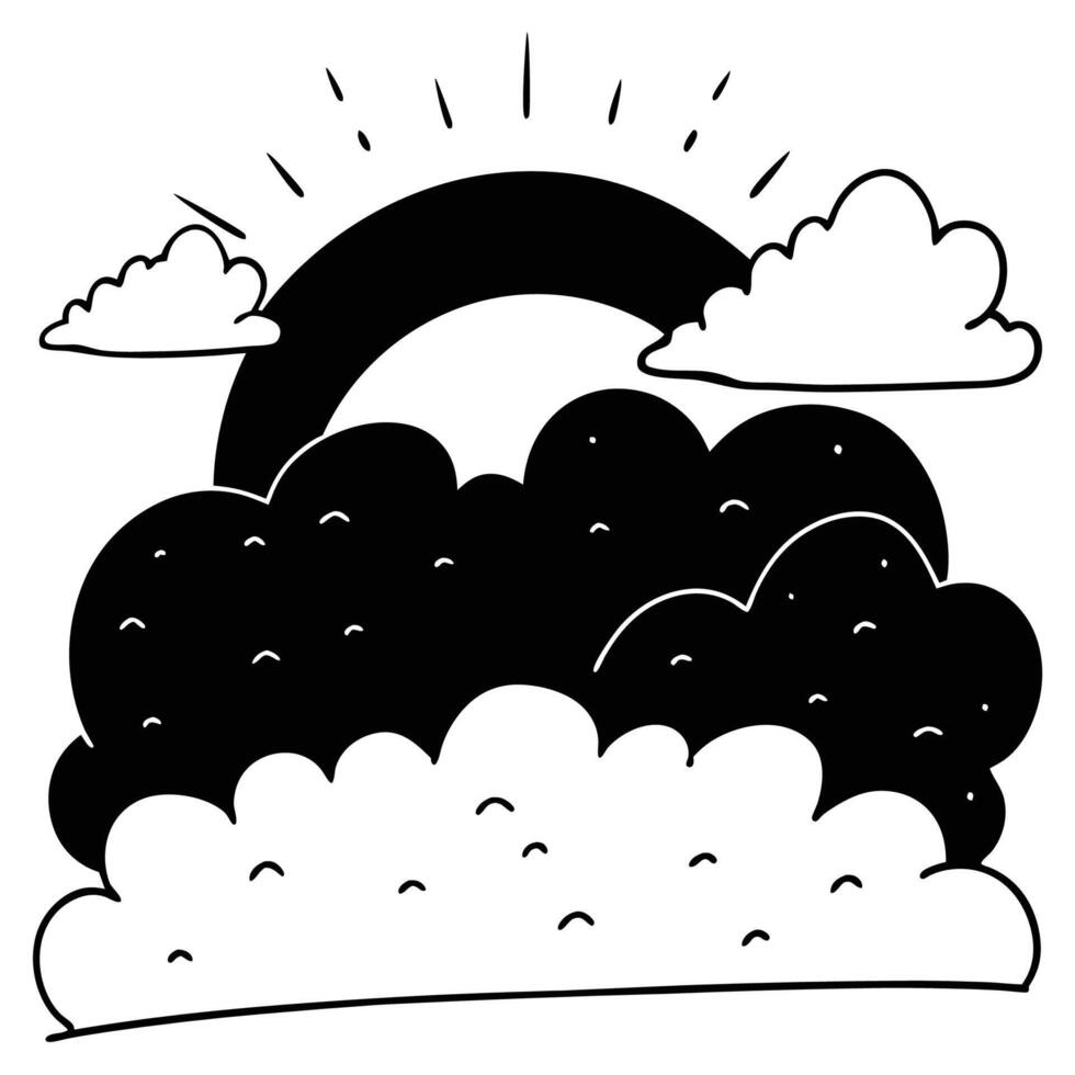 Cloud flat design black outline on a white background vector