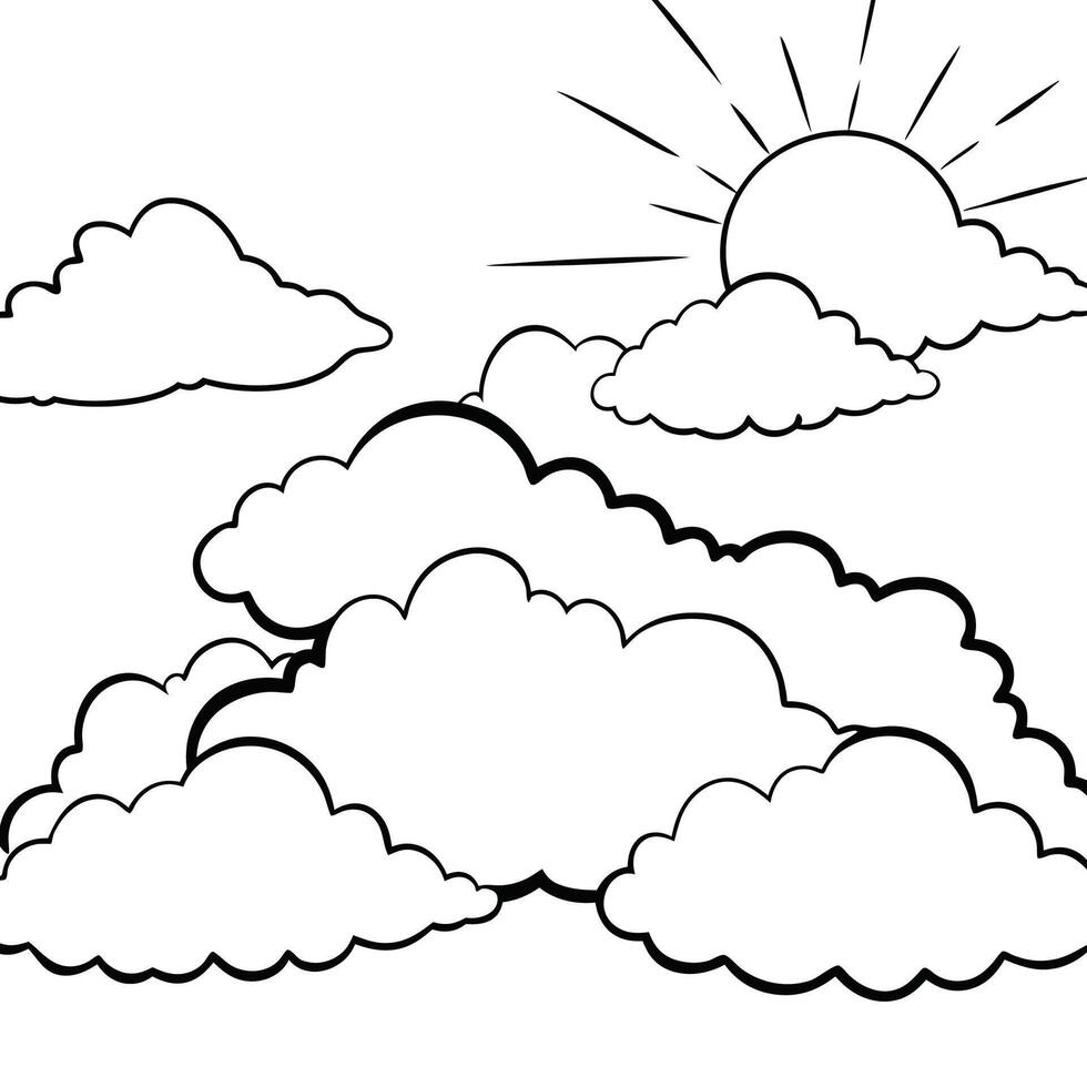Cloud flat design black outline on a white background vector