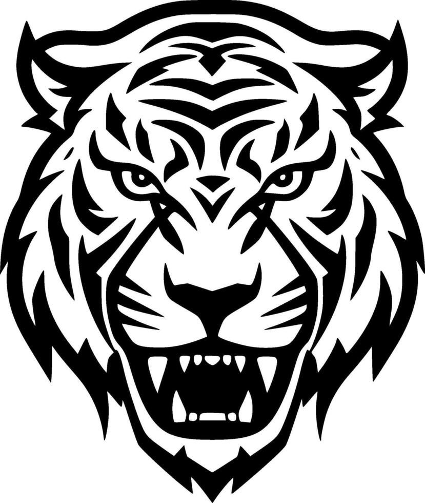 Tiger - Black and White Isolated Icon - illustration vector