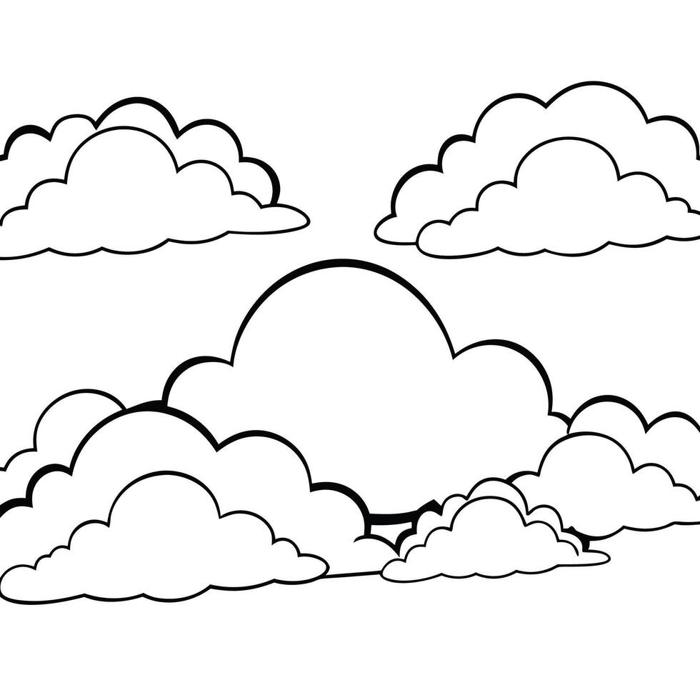 Cloud flat design black outline on a white background vector