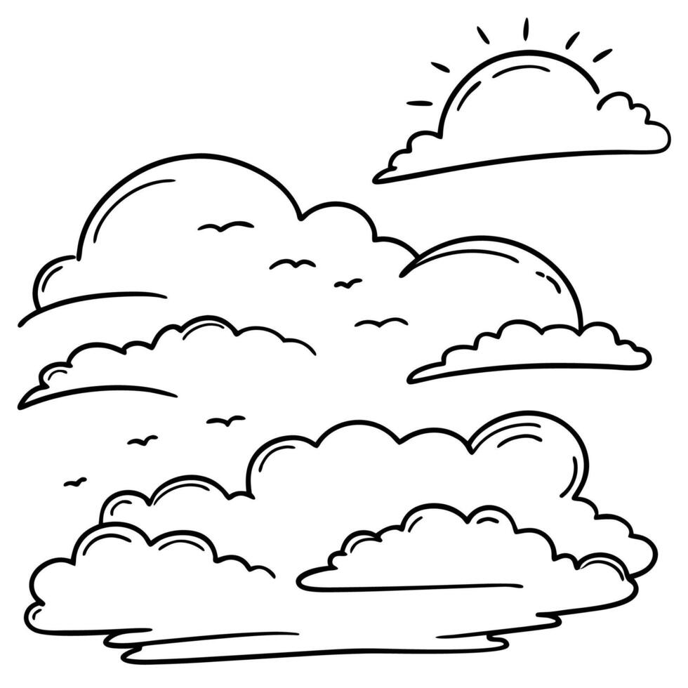 Cloud flat design black outline on a white background vector