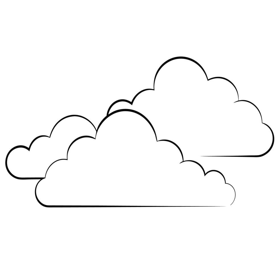 Cloud flat design black outline on a white background vector