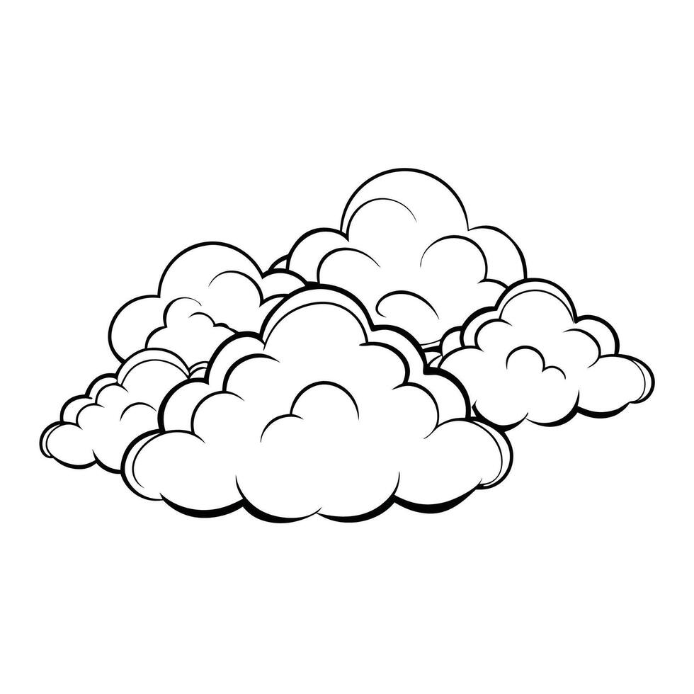 Cloud flat design black outline on a white background vector
