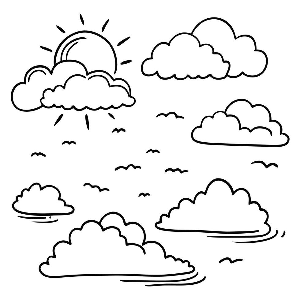 Cloud flat design black outline on a white background vector