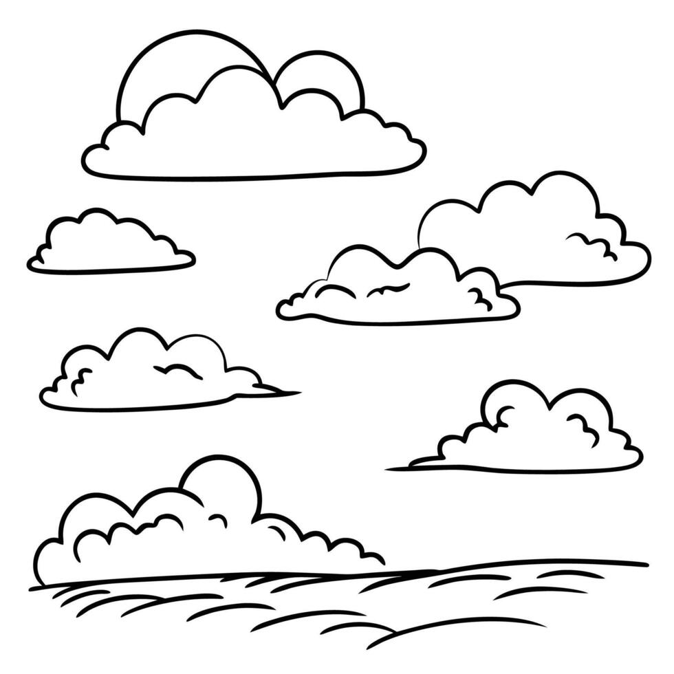 Cloud flat design black outline on a white background vector