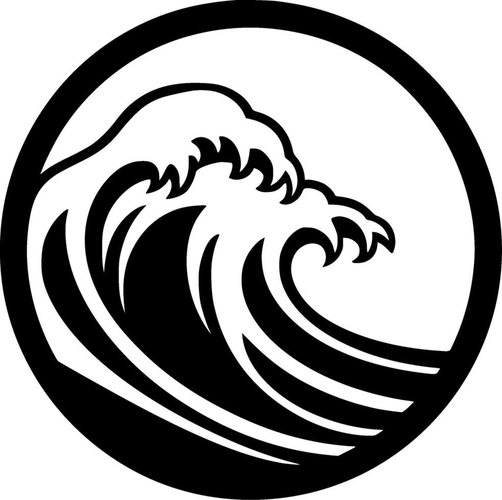 Wave - Black and White Isolated Icon - illustration vector