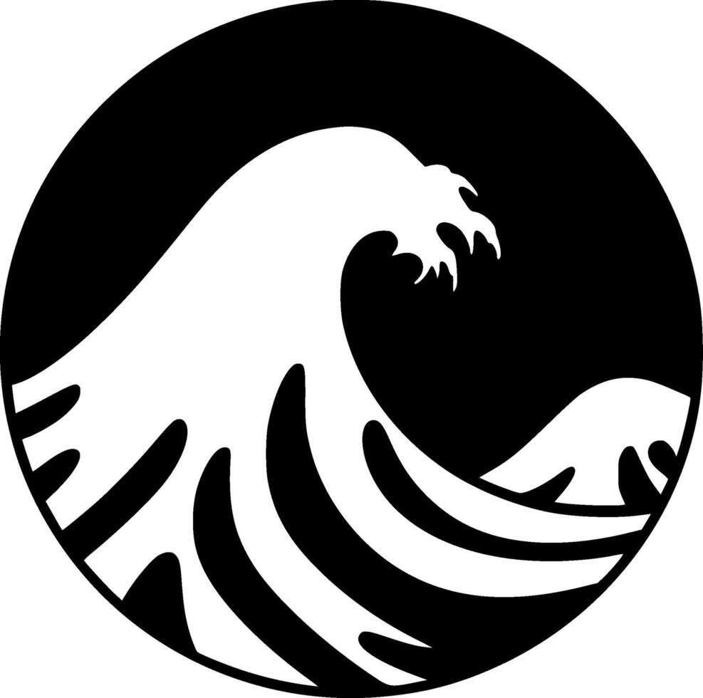 Waves - Black and White Isolated Icon - illustration vector