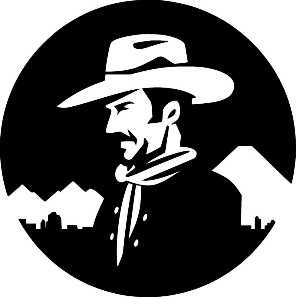 Western - Black and White Isolated Icon - illustration vector