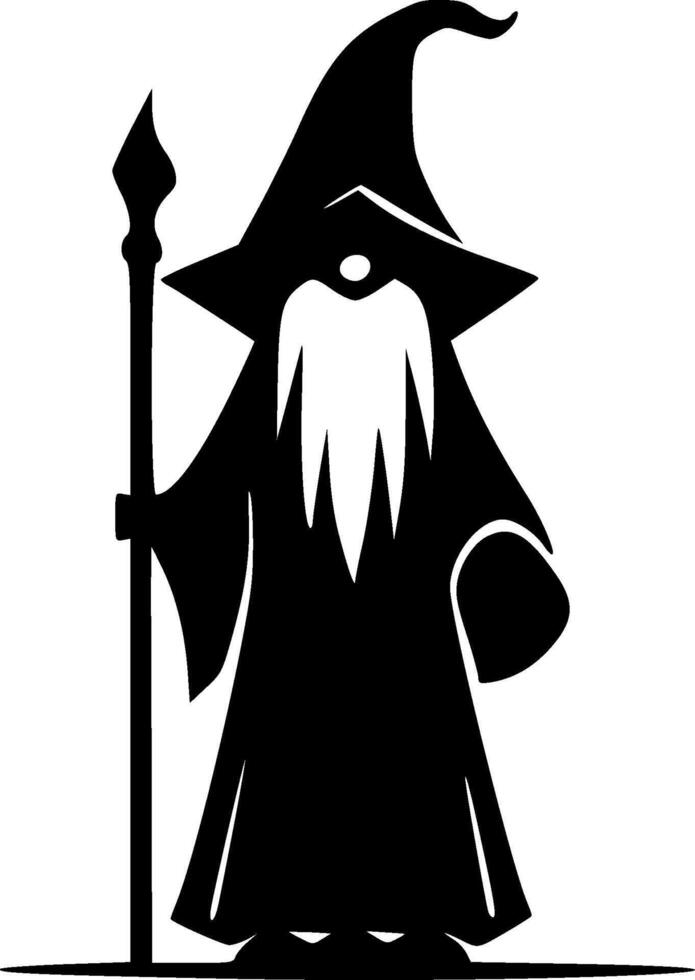 Wizard - Black and White Isolated Icon - illustration vector