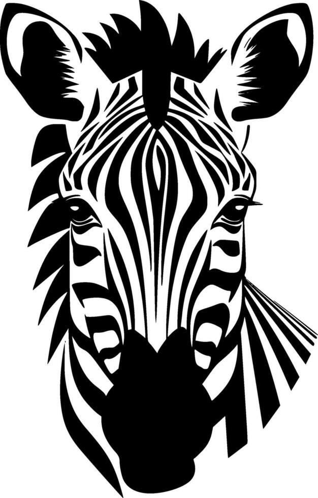Zebra - Black and White Isolated Icon - illustration vector