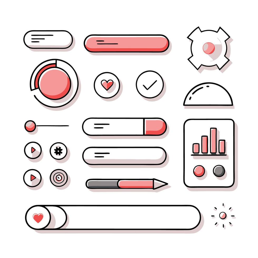Simple Web UI elements kit graphic vector