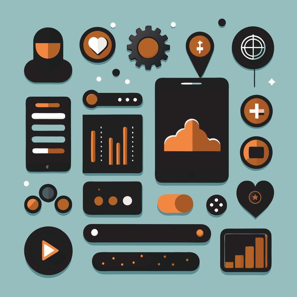 Simple Web UI elements kit graphic vector