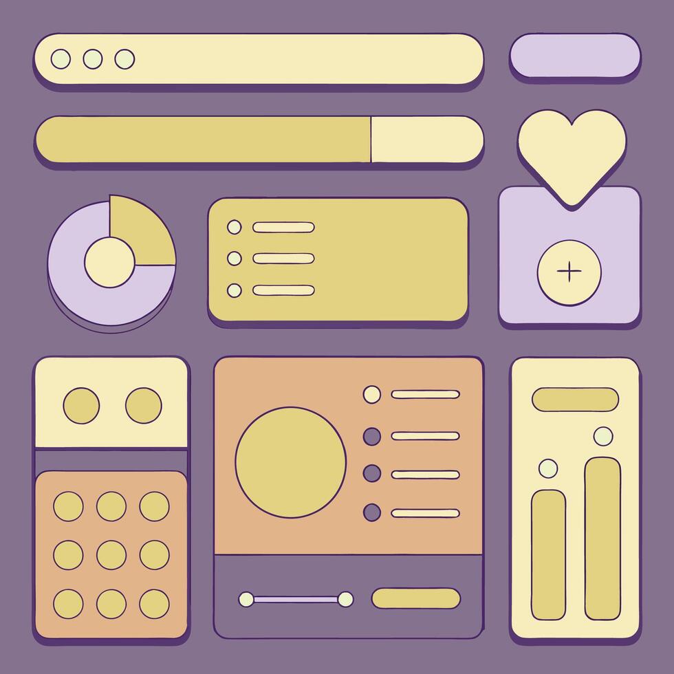 Simple Web UI elements kit graphic vector