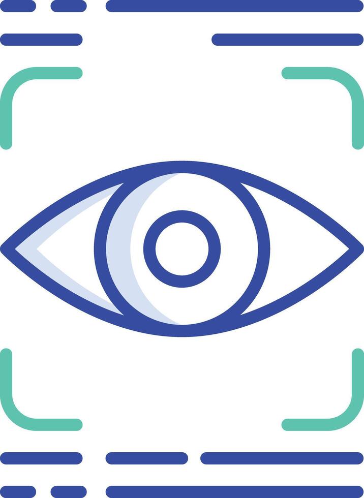 Eye scanner outline color illustration vector