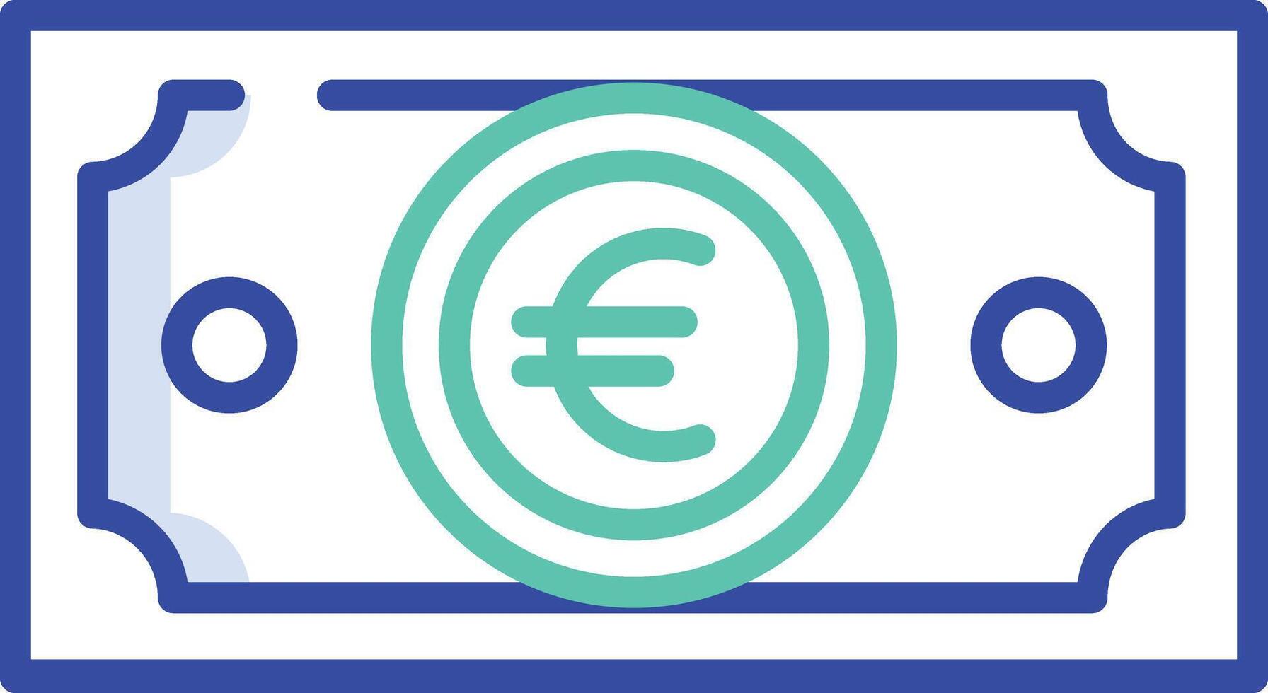 Euro outline color illustration vector