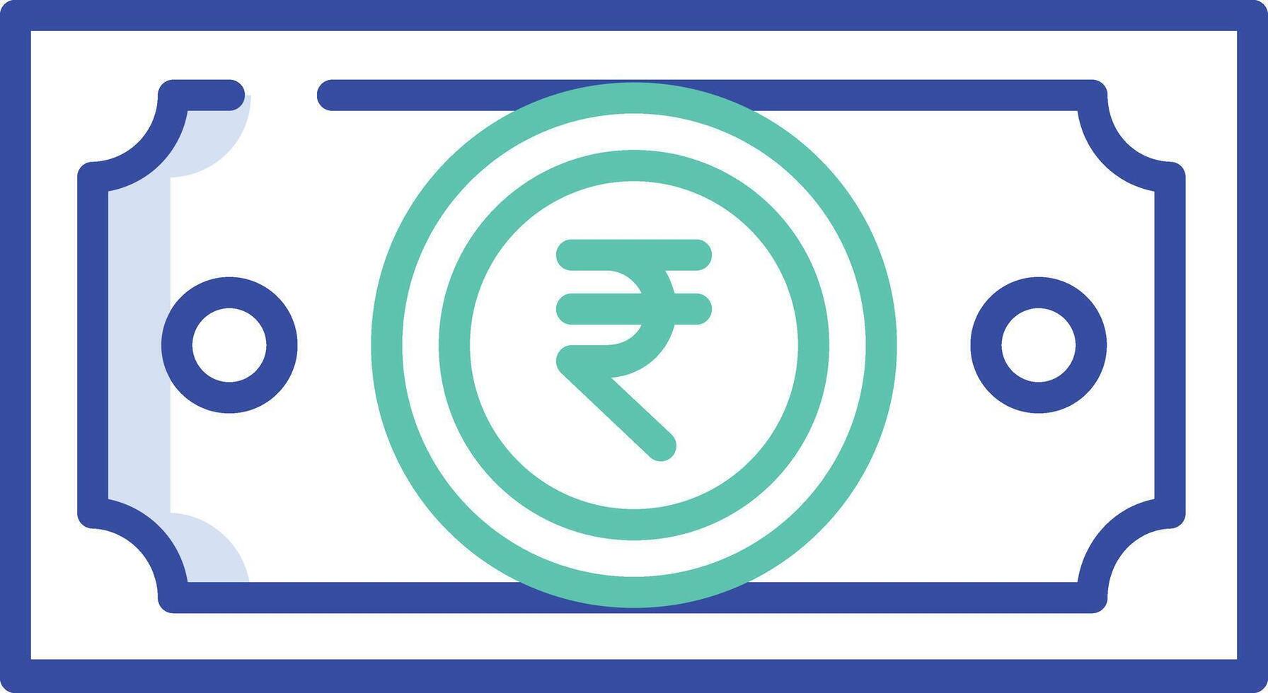 Rupee outline color illustration vector