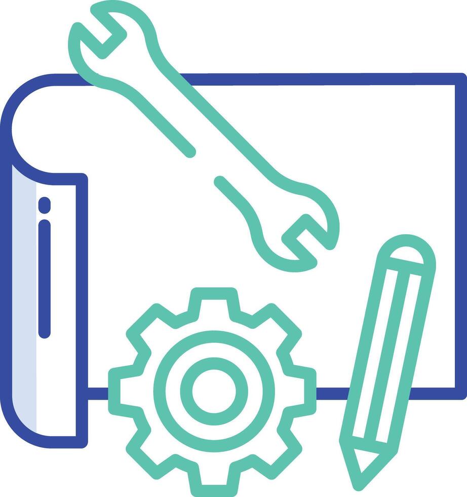 Home blueprint outline color illustration vector