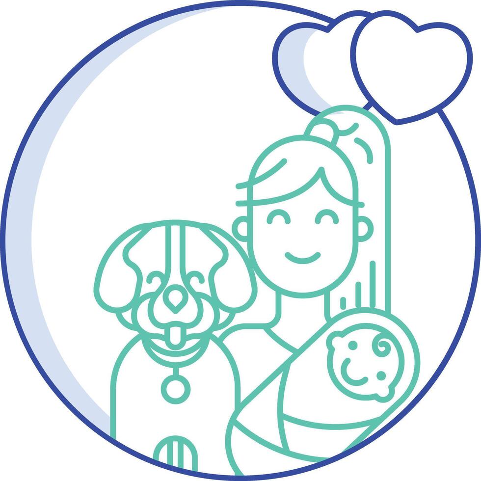 girl and baby outline color illustration vector