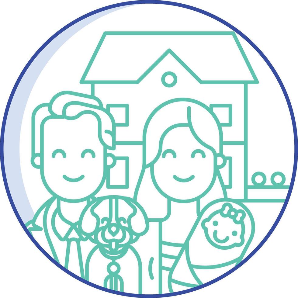 Family outline color illustration vector
