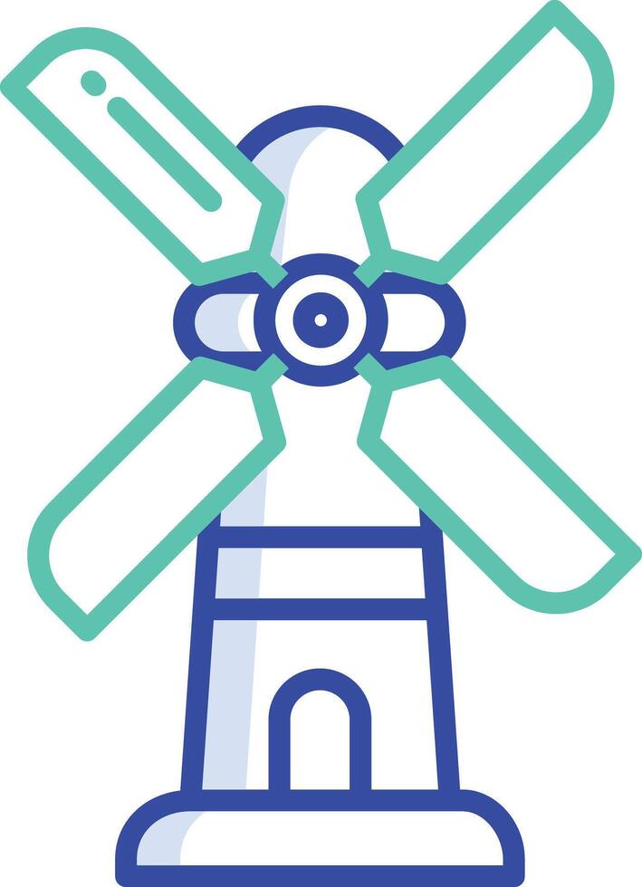 Windmill outline color illustration vector