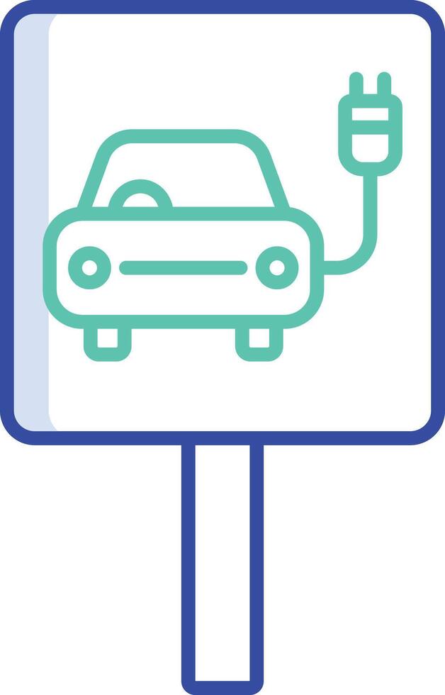 EV station board outline color illustration vector