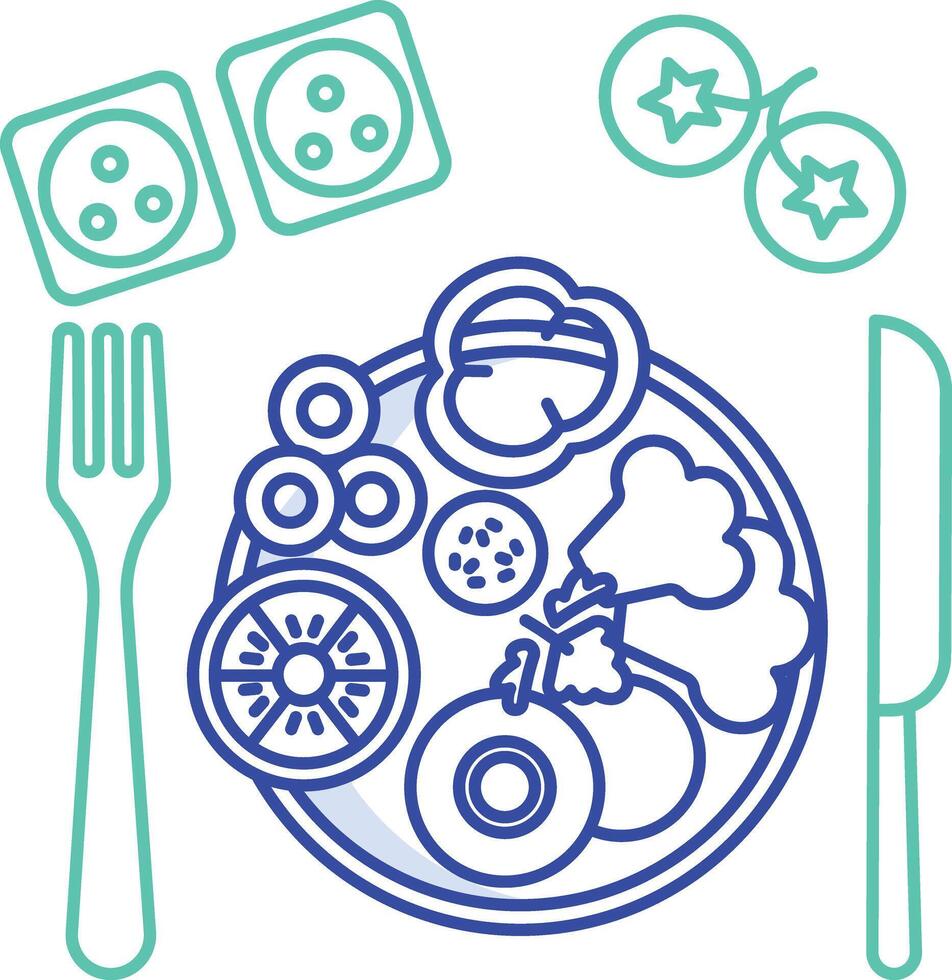 Salad outline color illustration vector