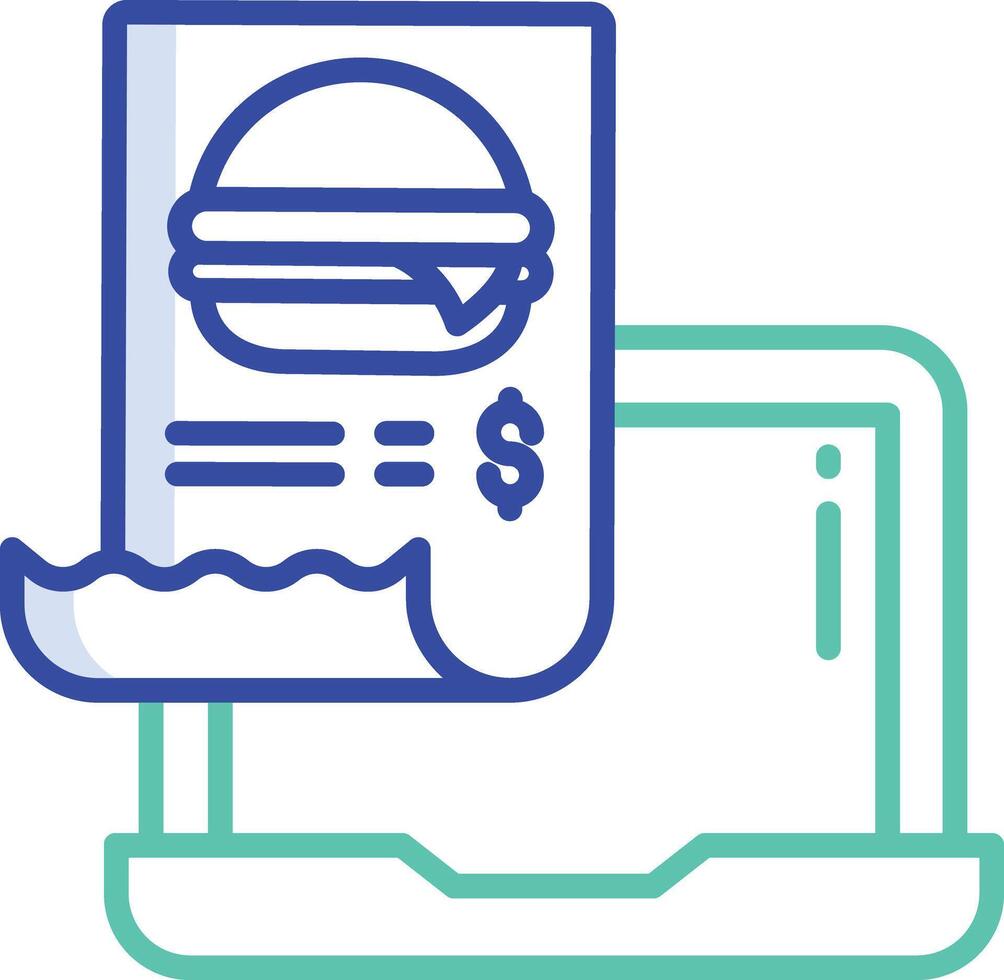 Online Food invoice outline color illustration vector