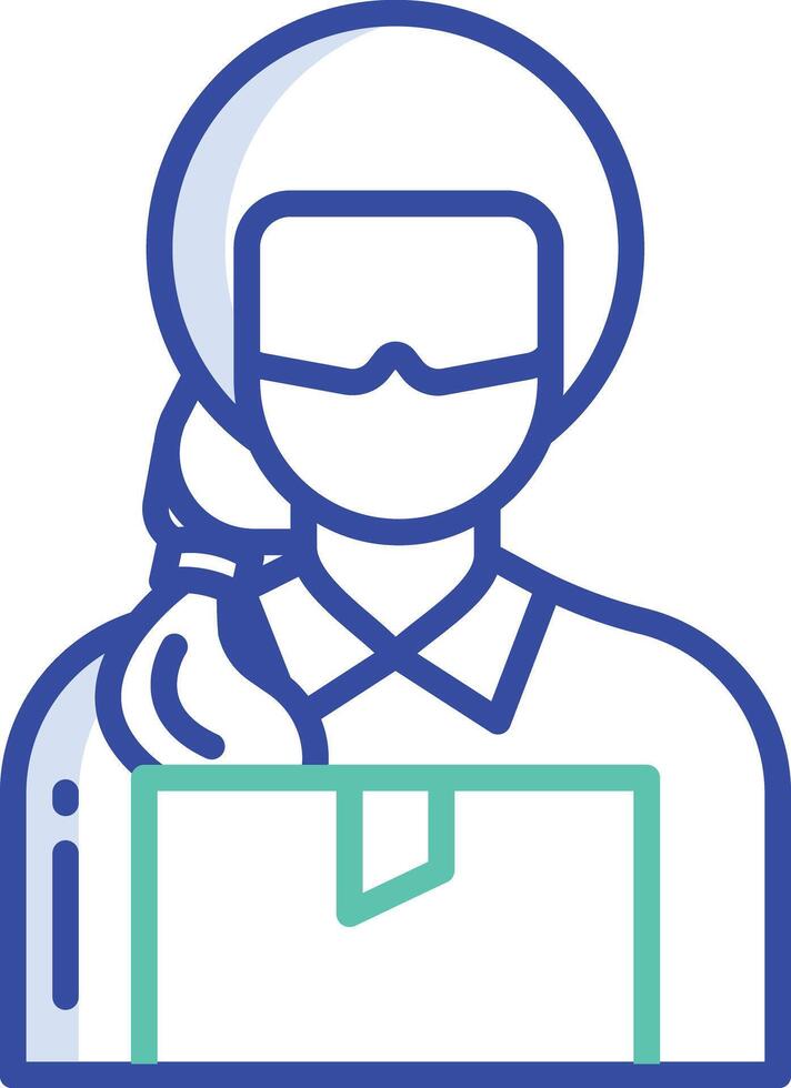 Delivery woman outline color illustration vector