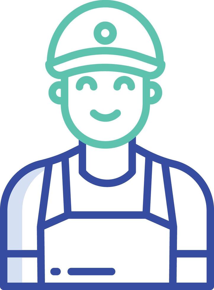 Waiter Man outline color illustration vector