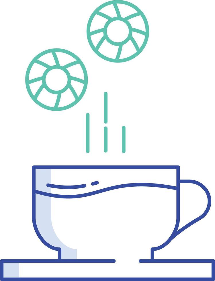 Tea and biscuits outline color illustration vector