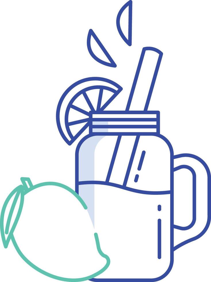 Mango lemonade outline color illustration vector